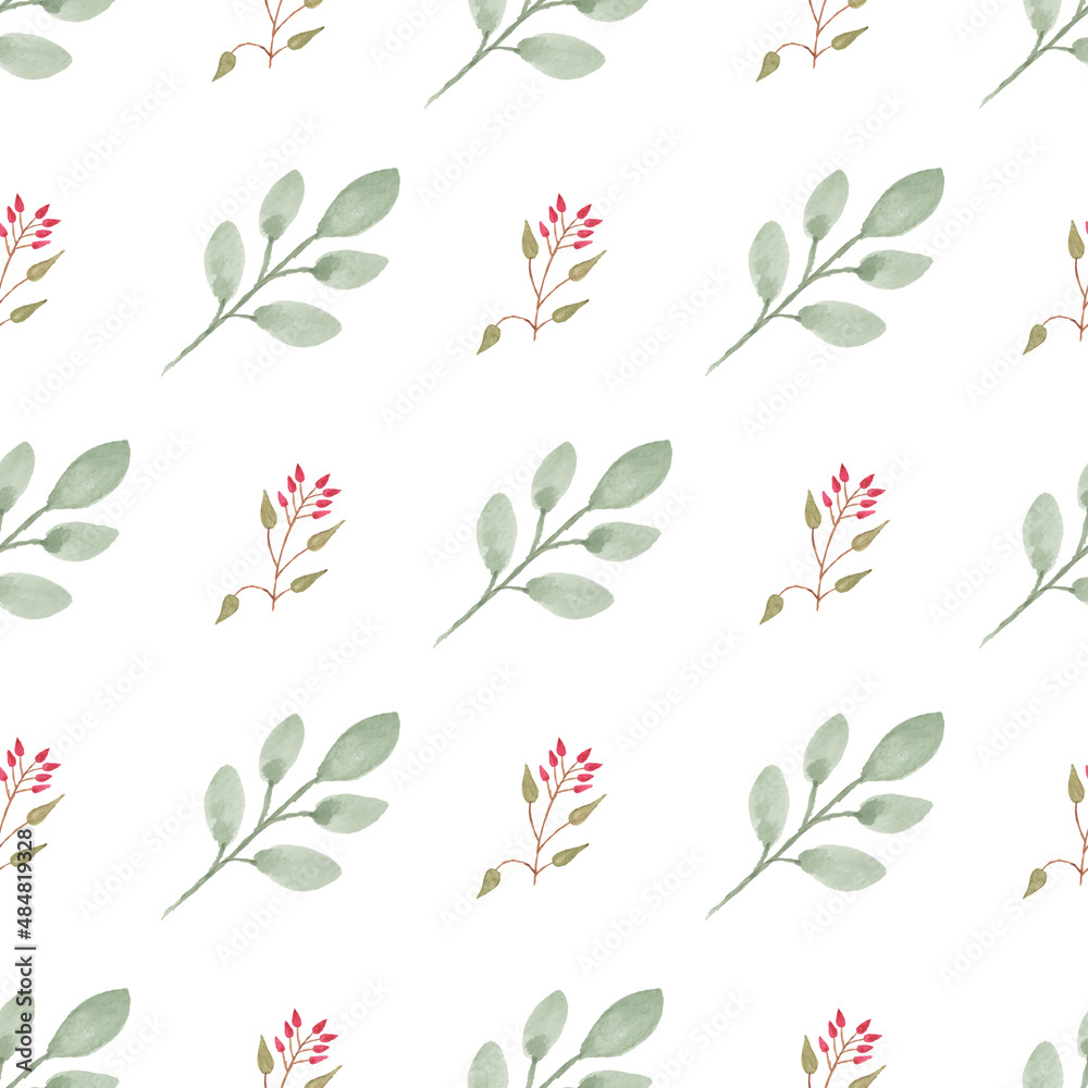 Watercolor leaf seamless pattern