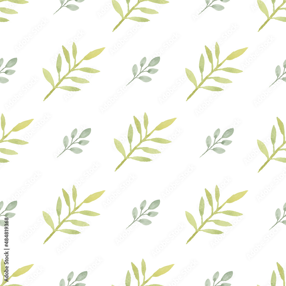 Watercolor leaf seamless pattern