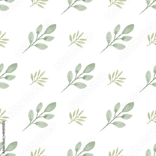 Watercolor leaf seamless pattern