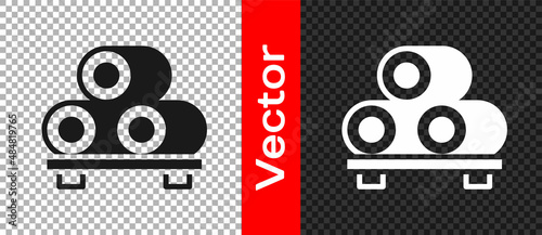 Black Sushi on cutting board icon isolated on transparent background. Asian food sushi on wooden board. Vector