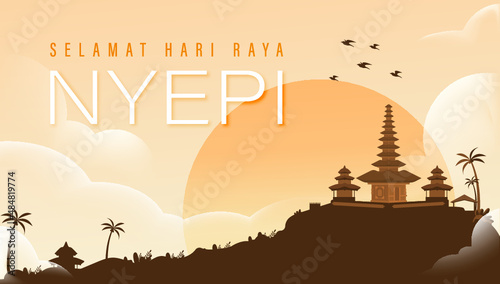 Bali's Day Of Silence And Hindu New Year Vector Illustration fit for Poster Banner and Template, Indonesain Bali's Nyepi Day