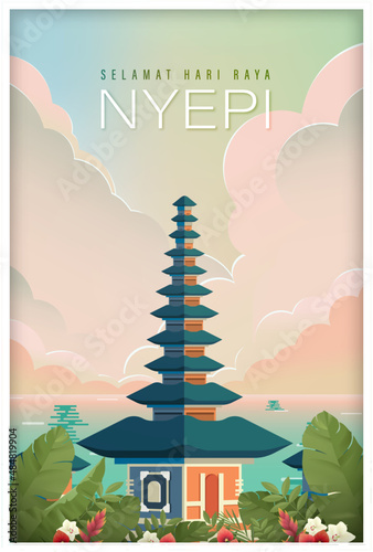 Bali's Day Of Silence And Hindu New Year Vector Illustration fit for Poster Banner and Template, Indonesain Bali's Nyepi Day