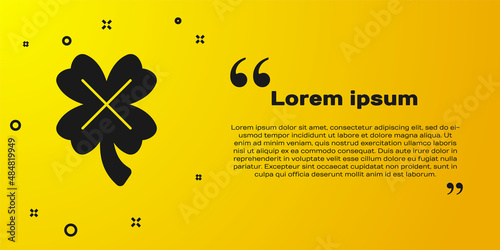 Black Casino slot machine with clover symbol icon isolated on yellow background. Gambling games. Vector