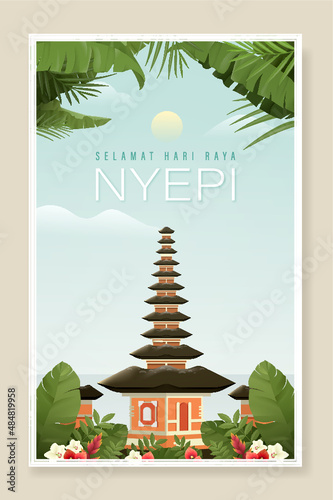 Bali's Day Of Silence And Hindu New Year Vector Illustration fit for Poster Banner and Template, Indonesain Bali's Nyepi Day photo