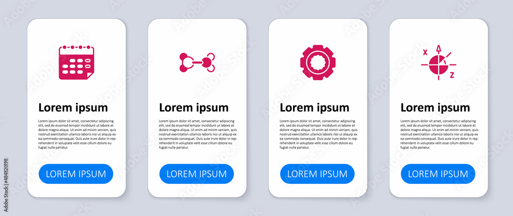 Naklejka premium Set Trigonometric circle, Gear, Molecule and School timetable. Business infographic template. Vector