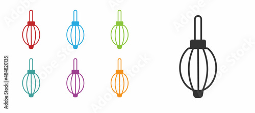 Black Dust blower icon isolated on white background. Air duster. Lens cleaner. Camera sensor cleaning. Set icons colorful. Vector