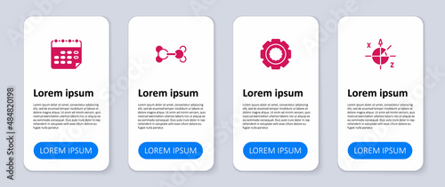 Set Trigonometric circle, Gear, Molecule and School timetable. Business infographic template. Vector