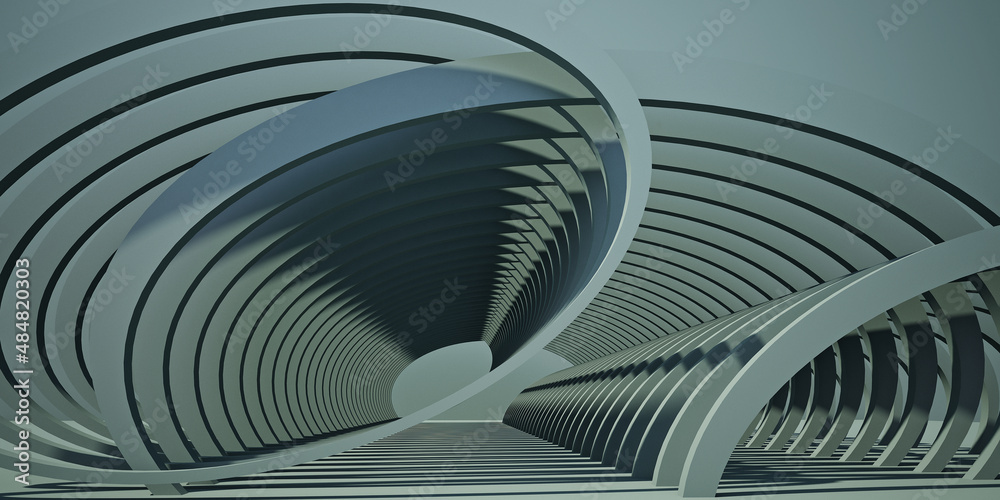 Fototapeta premium 3D Rendering repeatition of curve lines makes space for product background