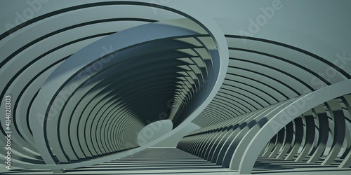 Fototapeta Naklejka Na Ścianę i Meble -  3D Rendering repeatition of  curve lines makes space for product background 