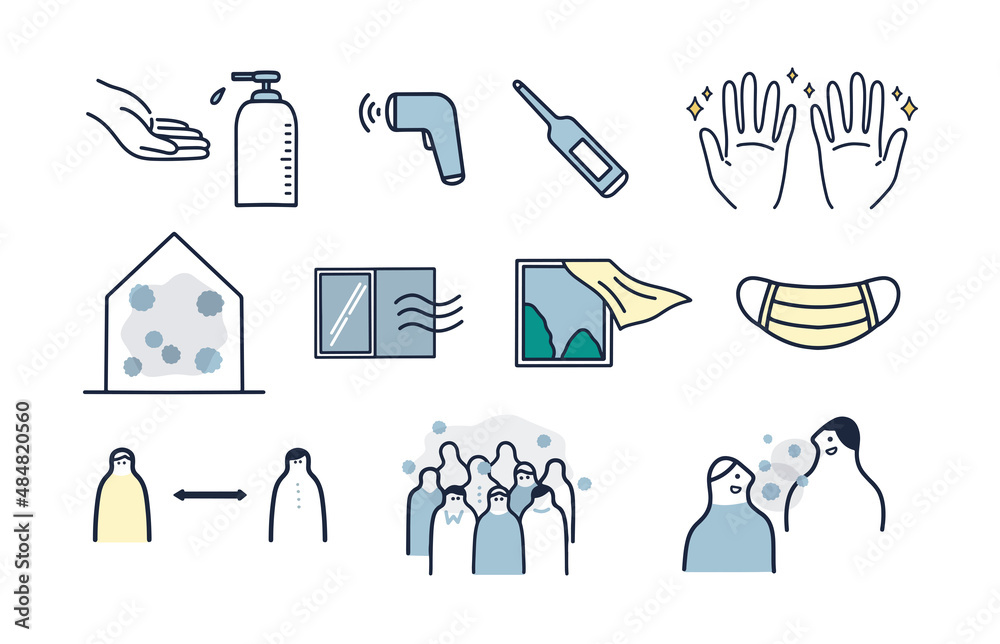 感染症にまつわるさまざまなベクターイラストアイコンセット Stock Vektorgrafik Adobe Stock 感染症にまつわるさまざまなベクターイラストアイコンセット Stock Vektorgrafik Adobe Stock