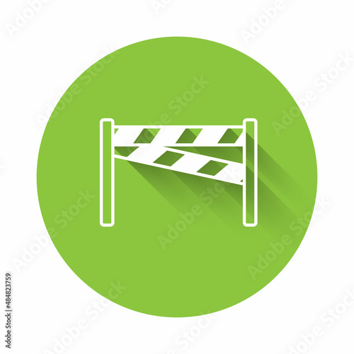 White Crime scene icon isolated with long shadow background. Green circle button. Vector