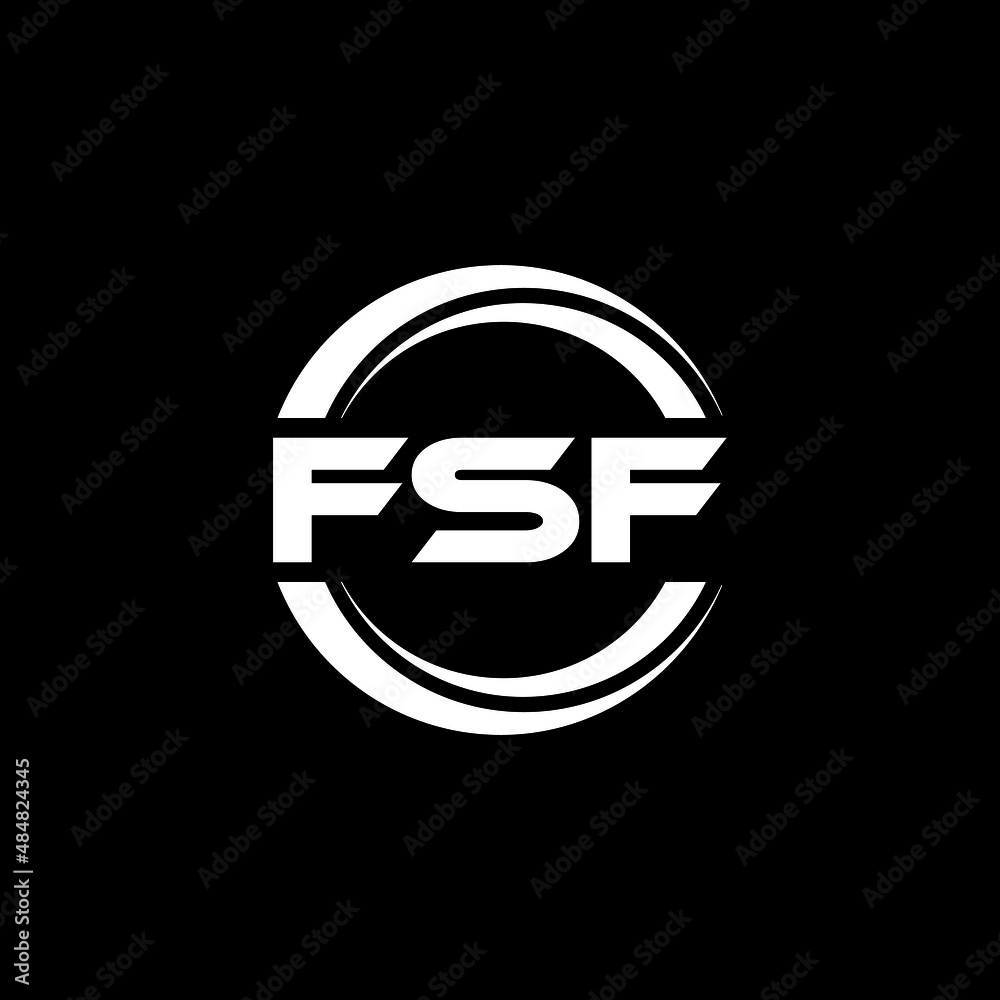 Fsf Letter Logo Design With Black Background In Illustrator, Vector 