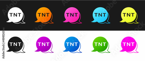 Set Detonate dynamite bomb stick icon isolated on black and white background. Time bomb - explosion danger concept. Vector