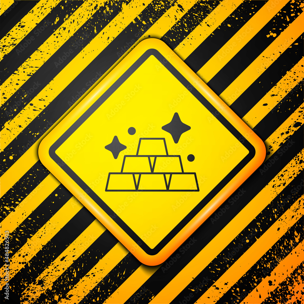 Black Gold bars icon isolated on yellow background. Banking business concept. Warning sign. Vector Black Gold bars icon isolated on yellow background. Banking business concept. Warning sign. Vector