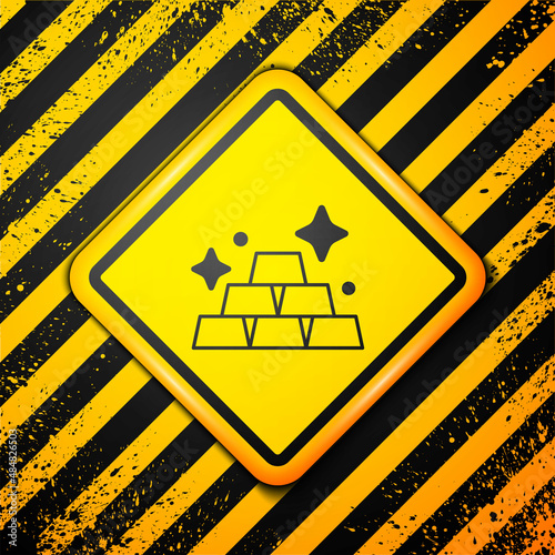 Black Gold bars icon isolated on yellow background. Banking business concept. Warning sign. Vector