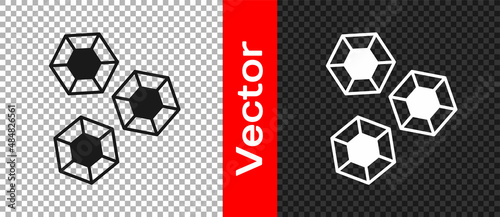 Black Gem stone icon isolated on transparent background. Jewelry symbol. Diamond. Vector