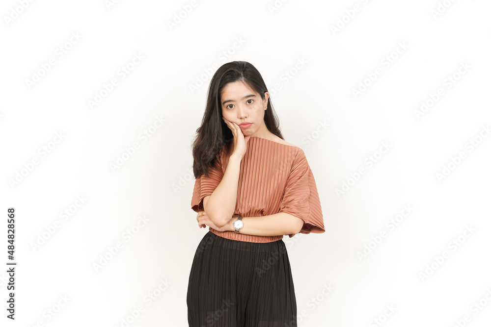 Get Bored Of Beautiful Asian Woman Isolated On White Background Get Bored Of Beautiful Asian Woman Isolated On White Background