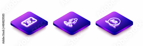 Set Isometric line 3d modeling, and Augmented reality AR icon. Vector