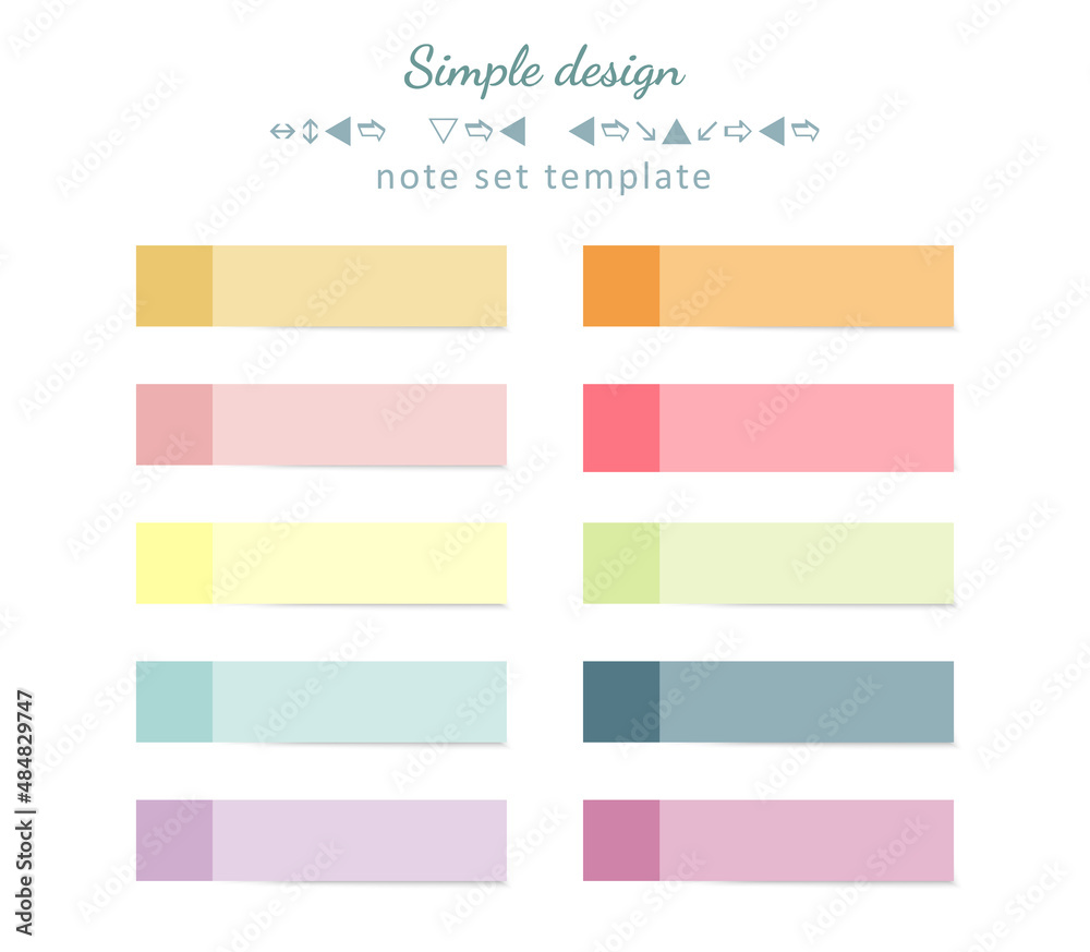 Post note stickers isolated on white background. Vector color sticky tapes with shadow template. Post note stickers isolated on white background. Vector color sticky tapes with shadow template.