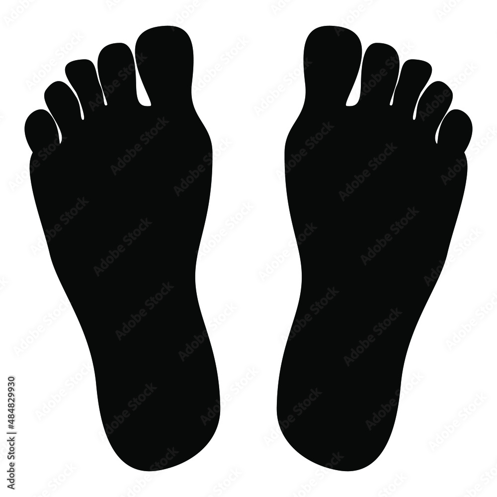silhouette of a human bare foot print in black silhouette of a human bare foot print in black