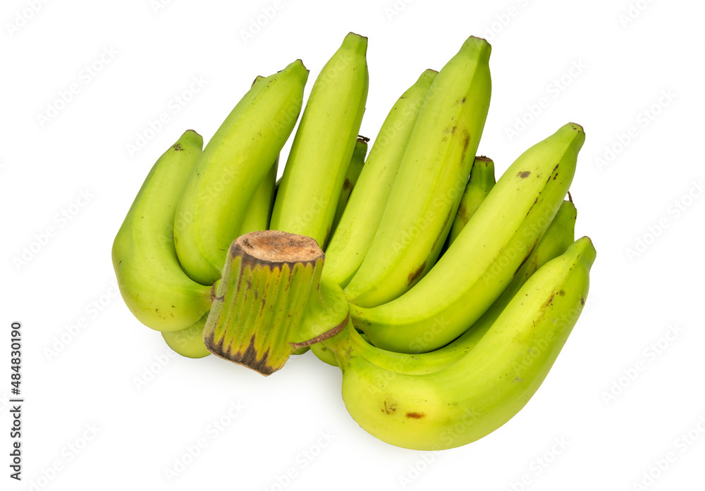 Green banana isolate on white background with clipping path. 
