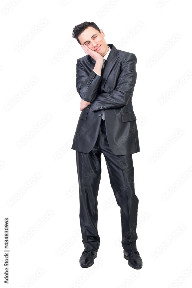 Amorous man in elegant suit. White background. Amorous man in elegant suit. White background.