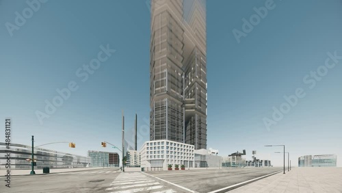 Construction of a large area with skyscrapers. Process of building new high rise buildings. Hyperlapse time lapse of construction city.