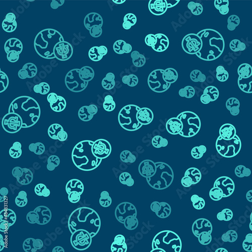 Green line Psychology icon isolated seamless pattern on blue background. Psi symbol. Mental health concept, psychoanalysis analysis and psychotherapy. Vector