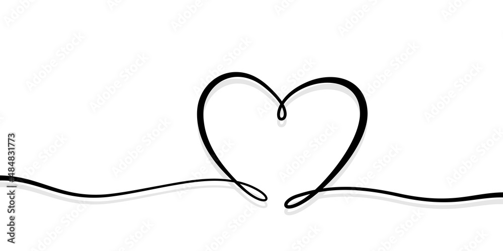 Line heart shape on white illustration