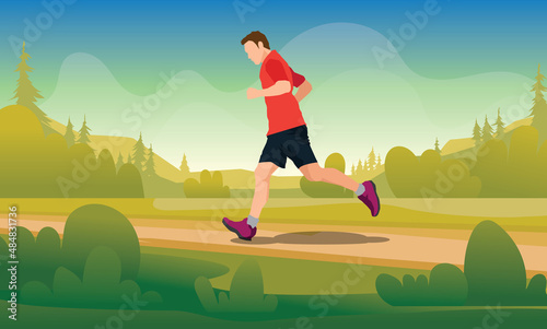 Running silhouettes. Vector illustration, Trail Running, Marathon runner.	
