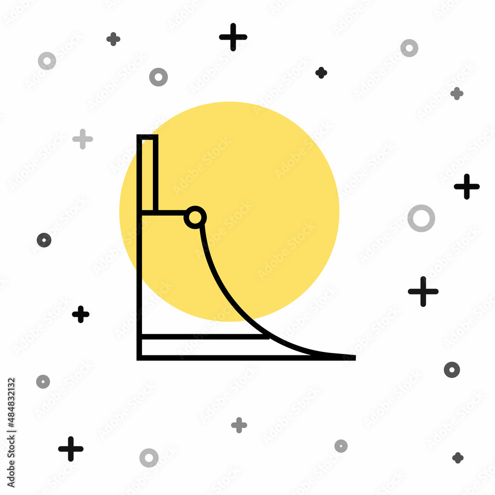 Black line Skate park icon isolated on white background. Set of ramp, roller, stairs for a skatepark. Extreme sport. Random dynamic shapes. Vector