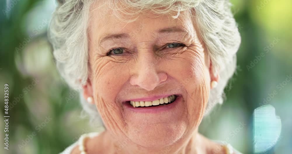 Retirement suits me. Smiling senior woman alone. Happy retired elderly woman with grey hair, positive, content, looking at camera, enjoying, head shot, face expression, closeup and zoom, portrait, age