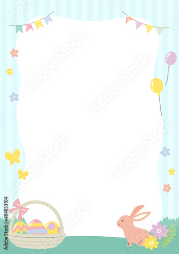 easter illustration with bunnies and easter eggs