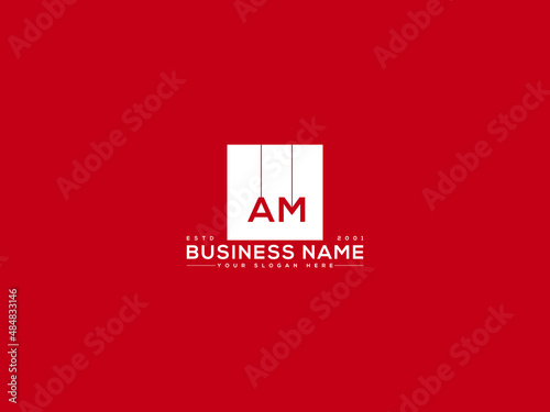 Letter AM Logo, abstract am Monogram logo letters connecting with square