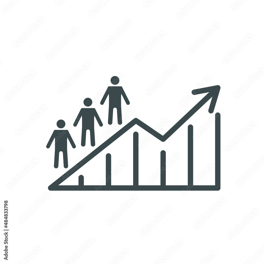 Population growth icon, increase in social development, global ...