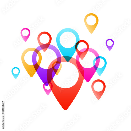 GPS pins colorful abstract illustration