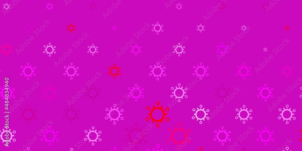 Light purple, pink vector background with covid-19 symbols. Light purple, pink vector background with covid-19 symbols.