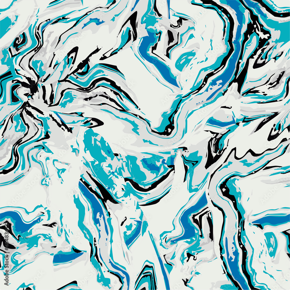 Abstract vector illustration in fluid art style texture in blue white tones. Modern art for trendy apparel fabric, package, wallpaper, sea accessories, home textile, bedding, swimming suit. Abstract vector illustration in fluid art style texture in blue white tones. Modern art for trendy apparel fabric, package, wallpaper, sea accessories, home textile, bedding, swimming suit.