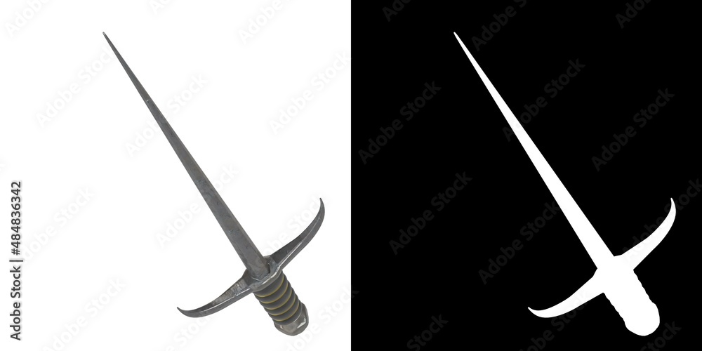 3D rendering illustration of a sai piercing knife melee 3D rendering illustration of a sai piercing knife melee