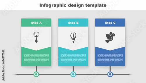 Set Tie, Lily flower and Dove. Business infographic template. Vector
