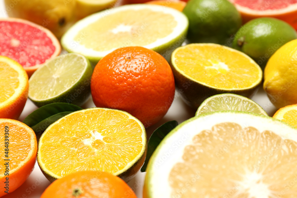 Citrus fruits, close up and selective focus Citrus fruits, close up and selective focus