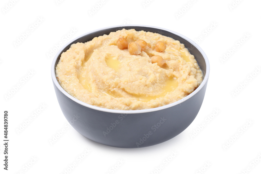 Bowl of hummus isolated on white background Bowl of hummus isolated on white background