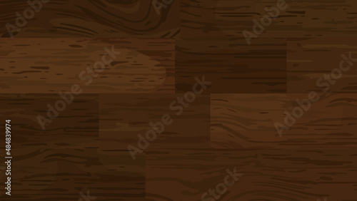イラスト素材：ダークブラウンの木目背景素材。ウォルナット材のテクスチャ。