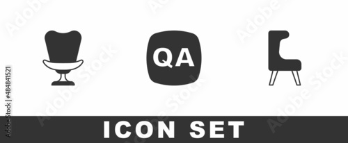 Set Armchair, Question and Answer and icon. Vector