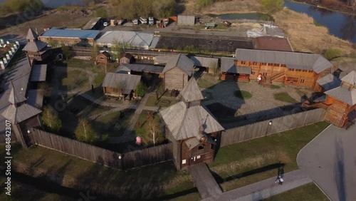 Yalutorovsk, Russia - May 7, 2021: Yalutorovsky jail. One of first city settlements in territory of Siberia. It is recreated in an original form to 350 anniversary of town photo