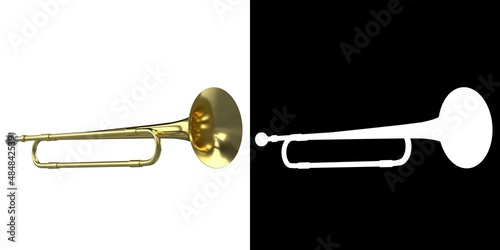 3D rendering illustration of a school band toy trumpet