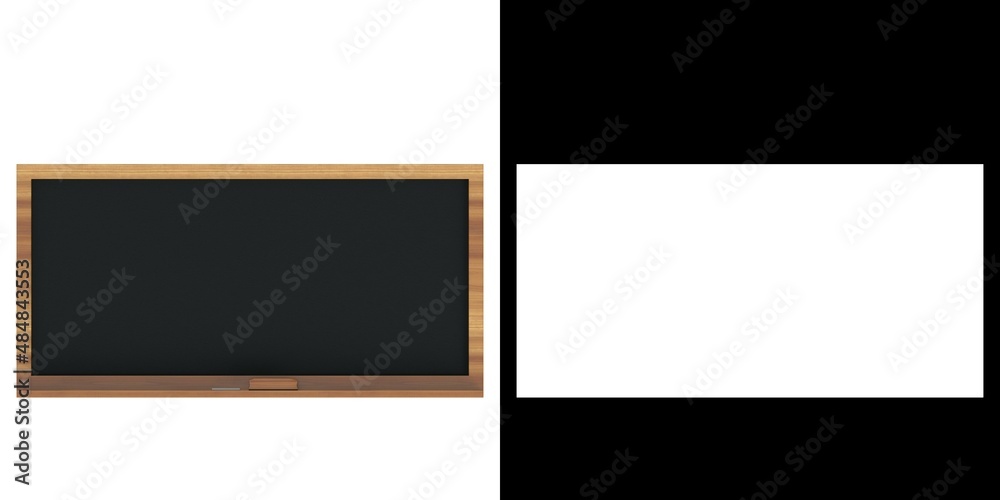 3D rendering illustration of a school classroom chalkboard