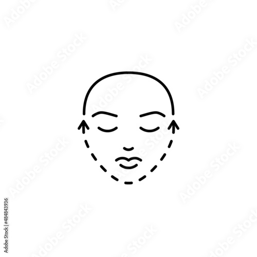 Facelift, face plastic of chin, line icon. Plastic surgery, lifting contour skin. Vector illustration