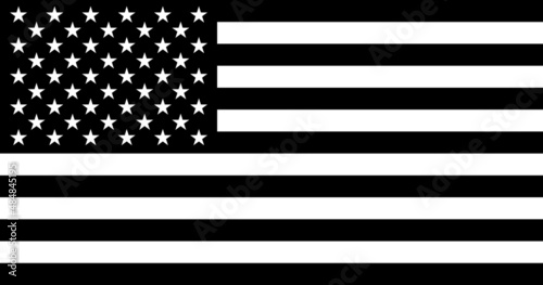 Original and simple United State of America flag in black and white colors and Proportion Correctly USA