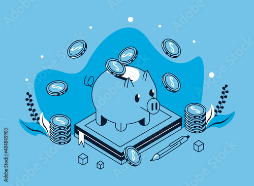 piggy with scholarship icons